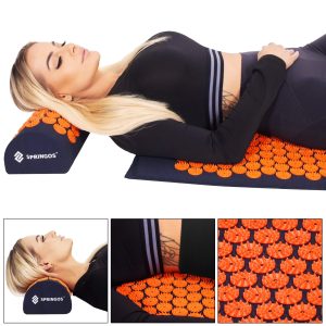 Akupresūras paklājiņš ar tapas Springos FA0155 65x41 cm ar spilvenu