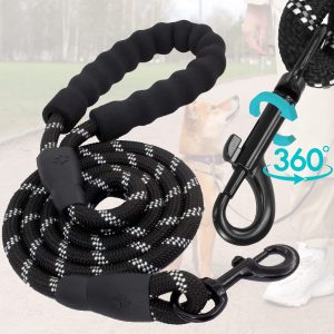 Apmācību pavada suņiem līdz 50 kg ar rokturi Springos PA0331 3 m melnbalta