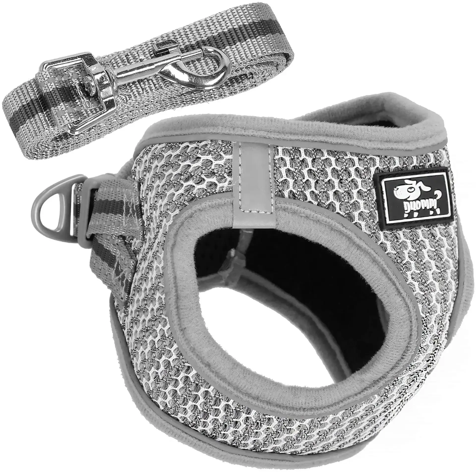 Bezpiediena suņu un kaķu siksnu komplekts Springos PA0238, L 14-20 kg + 150 cm pavada, pelēka