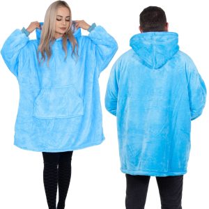 Liela izmēra kapuces sega hoodie blanket Springos HA7319 jūras zila