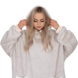 Liela izmēra kapuces sega hoodie blanket Springos HA7322 gaiši pelēka
