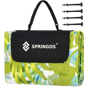 Piknika sega Springos PM041 200x200 cm tūrisma paklājs zaļos toņos