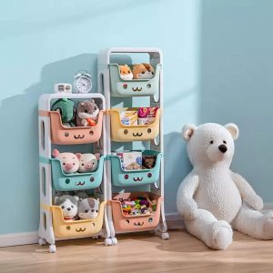 Rotaļlietu plaukts ar 3 atvilktnēm Springos HA7481 uz riteņiem