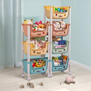 Rotaļlietu plaukts ar 3 atvilktnēm Springos HA7481 uz riteņiem