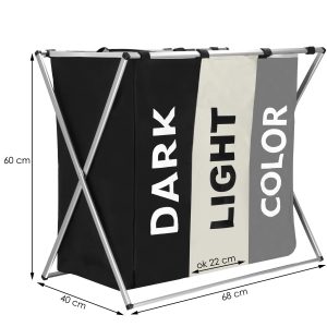 Salokāms veļas grozs ar trim nodalījumiem Springos HA0099 146 L melns/bēšs/pelēks