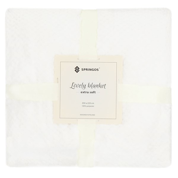 Gultas pārklājs Springos HA7287, pleds 200x220 cm, sega dīvānam, balts