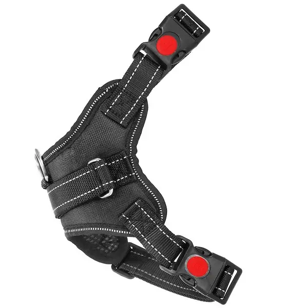 Regulējamas suņa siksnas Springos PA0304, izmērs M, 19-35 kg, bezspiediena iejūgs, melns