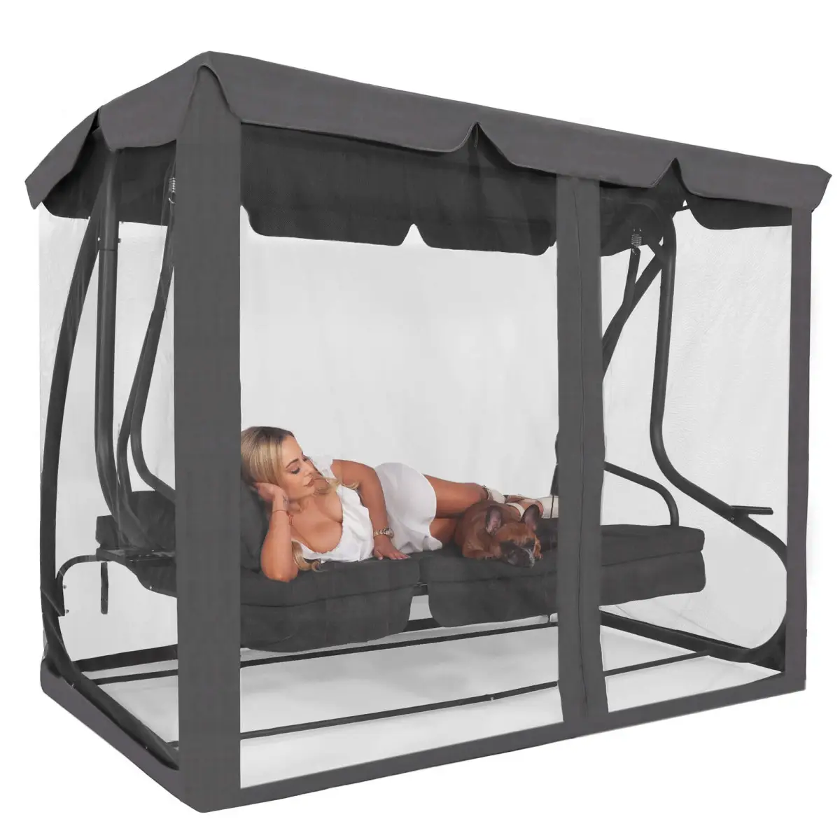 Dārza šūpoļu aizsargtīkls pret odiem Springos GS0026M, augstums 165 cm, pelēks