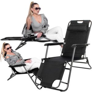 Regulējams dārza krēsls Springos GC0060 melns
