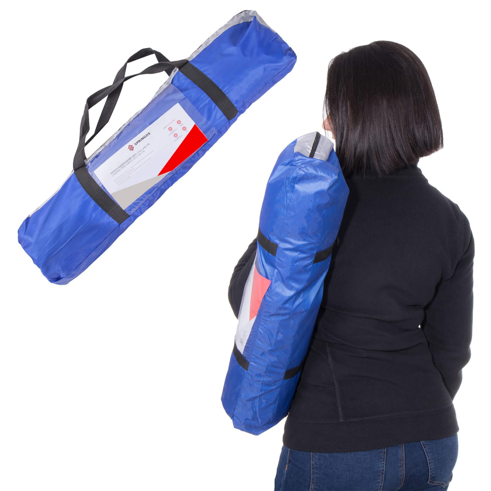 4-vietīga zila tūristu telts ar moskītu tīklu Springos PT008 4-vietīga zila tūristu telts ar moskītu tīklu Springos PT008