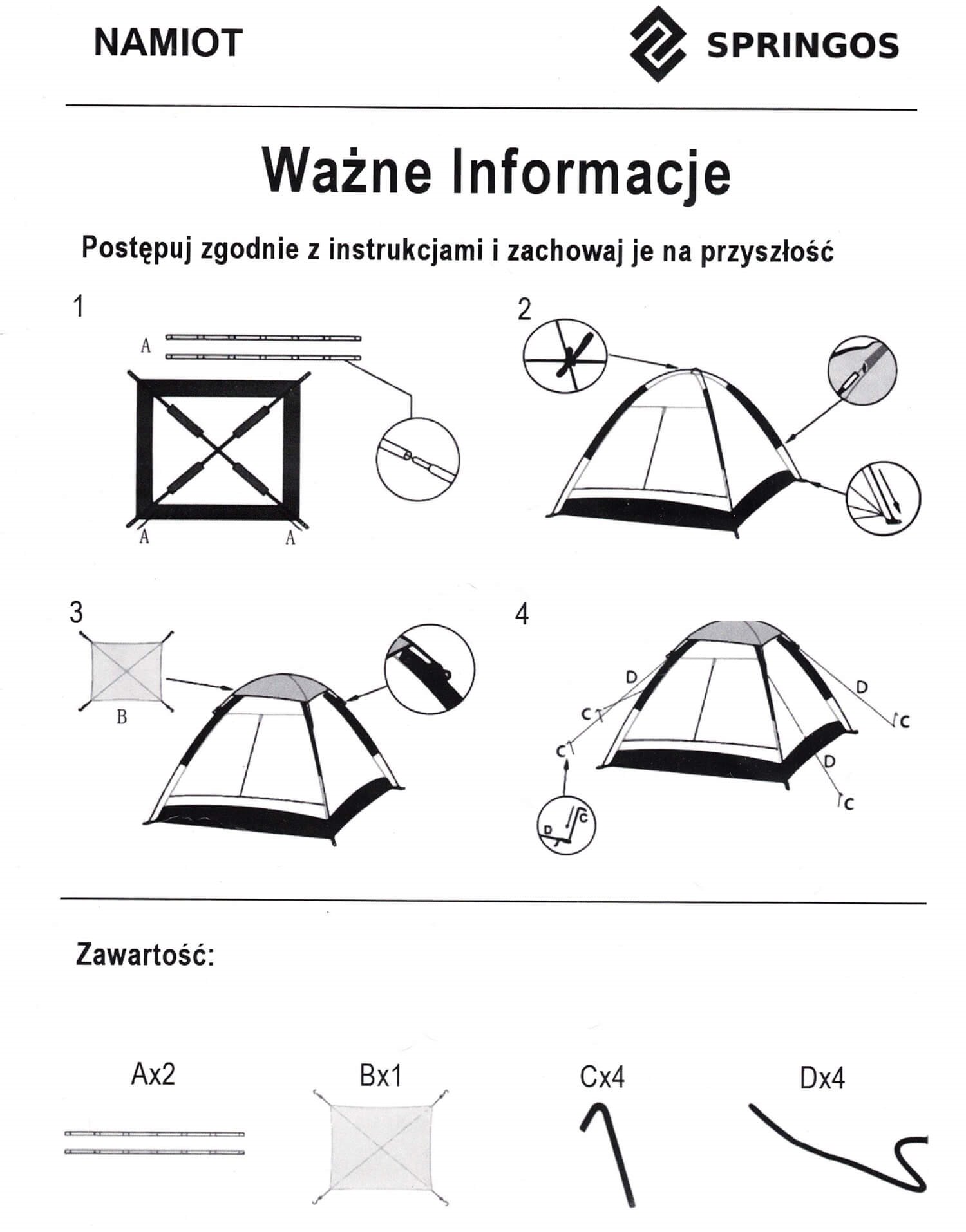 4-vietīga zila tūristu telts ar moskītu tīklu Springos PT008 4-vietīga zila tūristu telts ar moskītu tīklu Springos PT008