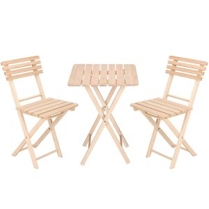 Koka saliekami 2 krēsli + 1 galda komplekts Springos BS001