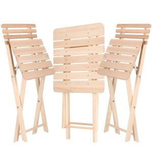 Koka saliekami 2 krēsli + 1 galda komplekts Springos BS001