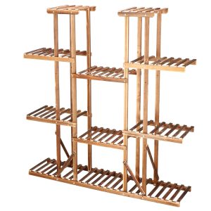 Koka puķu statīvs Springos 119 cm puķu statīvs ar 9 plauktiem