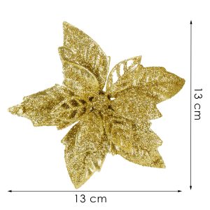 mākslīgais puansetijas zieds Springos CA1291 13 cm zelta ar mirdzumiem