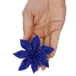 mākslīgais zieds Springos CA1239 poinsettia tumši zils ar mirdzumiem