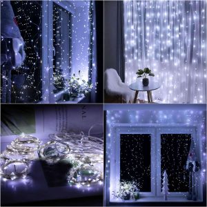 Gaismas aizkars Springos CL0184 300 LED virtene auksti balta gaismas iekštelpām un ārtelpām