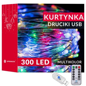 Springos CL4098 Gaismas aizkars 300 LED 3 x 3 m