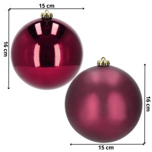 Ziemassvētku bumbiņas Springos CA1179 2 gab 15 cm bordo