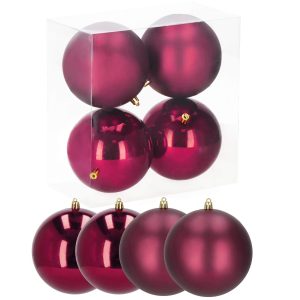 Ziemassvētku bumbiņas Springos CA1185 4 gab svētku rotājumi piekariņi 12 cm bordo