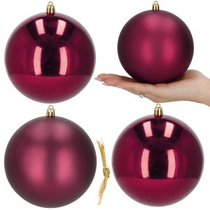 Ziemassvētku bumbiņas Springos CA1185 4 gab svētku rotājumi piekariņi 12 cm bordo