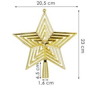 Ziemassvētku eglītes galotne Springos CA1277 23 cm zelta zvaigzne