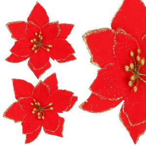 Ziemassvētku rotājums "Poinsettia" Springos CA0732 13x13 cm