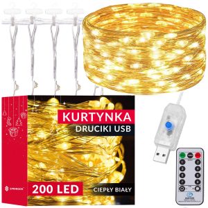 Ziemassvētku LED lampiņu aizkars Springos CL4020 200 Led