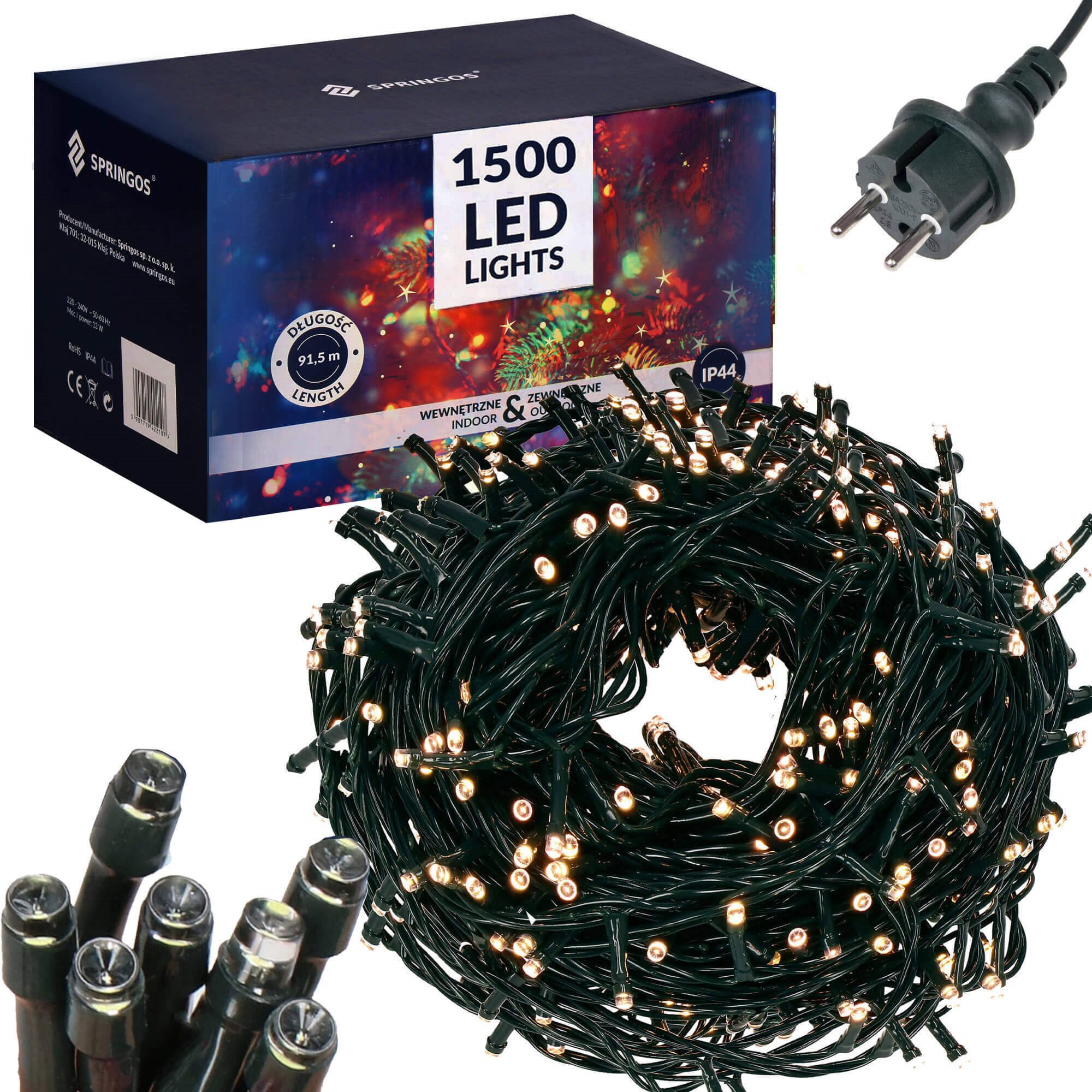 Ziemassvētku lampiņas Springos 1500 CL1500 Led silti balts 90m IP44