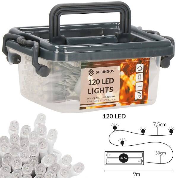 Ziemassvētku lampiņas Springos CL0173 120 Led 9m