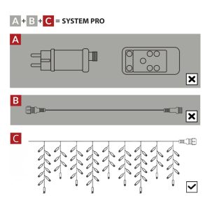LED gaismas aizkars ar 50 LED (sosulītes) Springos CL1239
