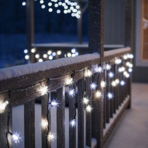 LED svētku gaismas aizkars ar 50 LED auksti baltā gaismā + flash Springos CL1240