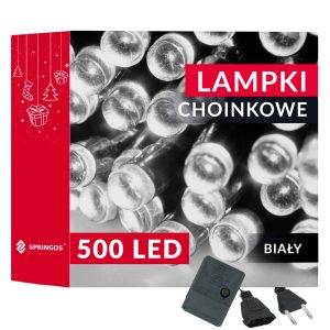 LED svētku gaismas virtene ar 500 LED auksti baltā krāsā Springos CL0534