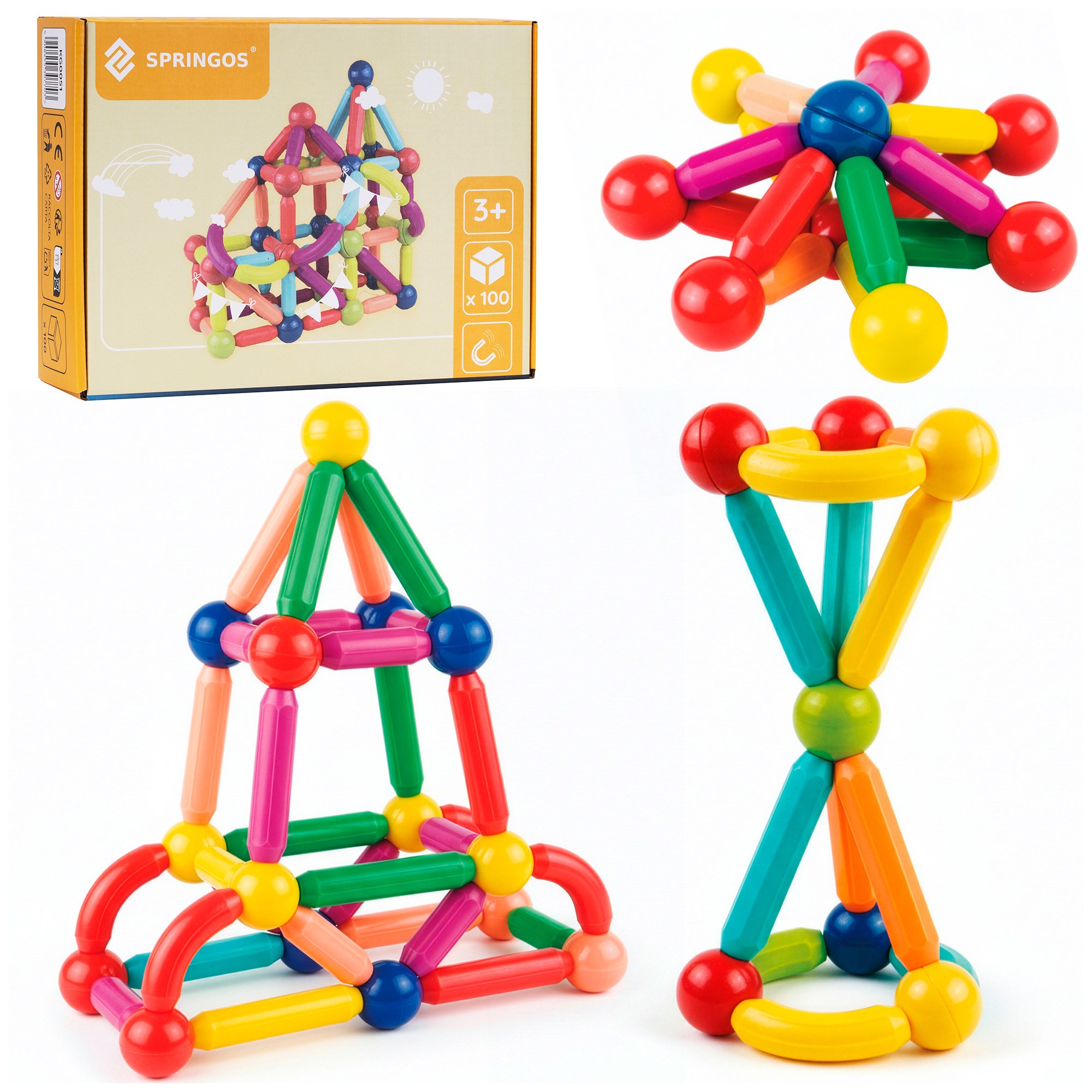 Magnētiskais konstruktors 100 daļas Springos KG0051