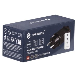 Profesionāls barošanas adapters ar laika slēdzi un tālvadību Springos CL1242 PRO