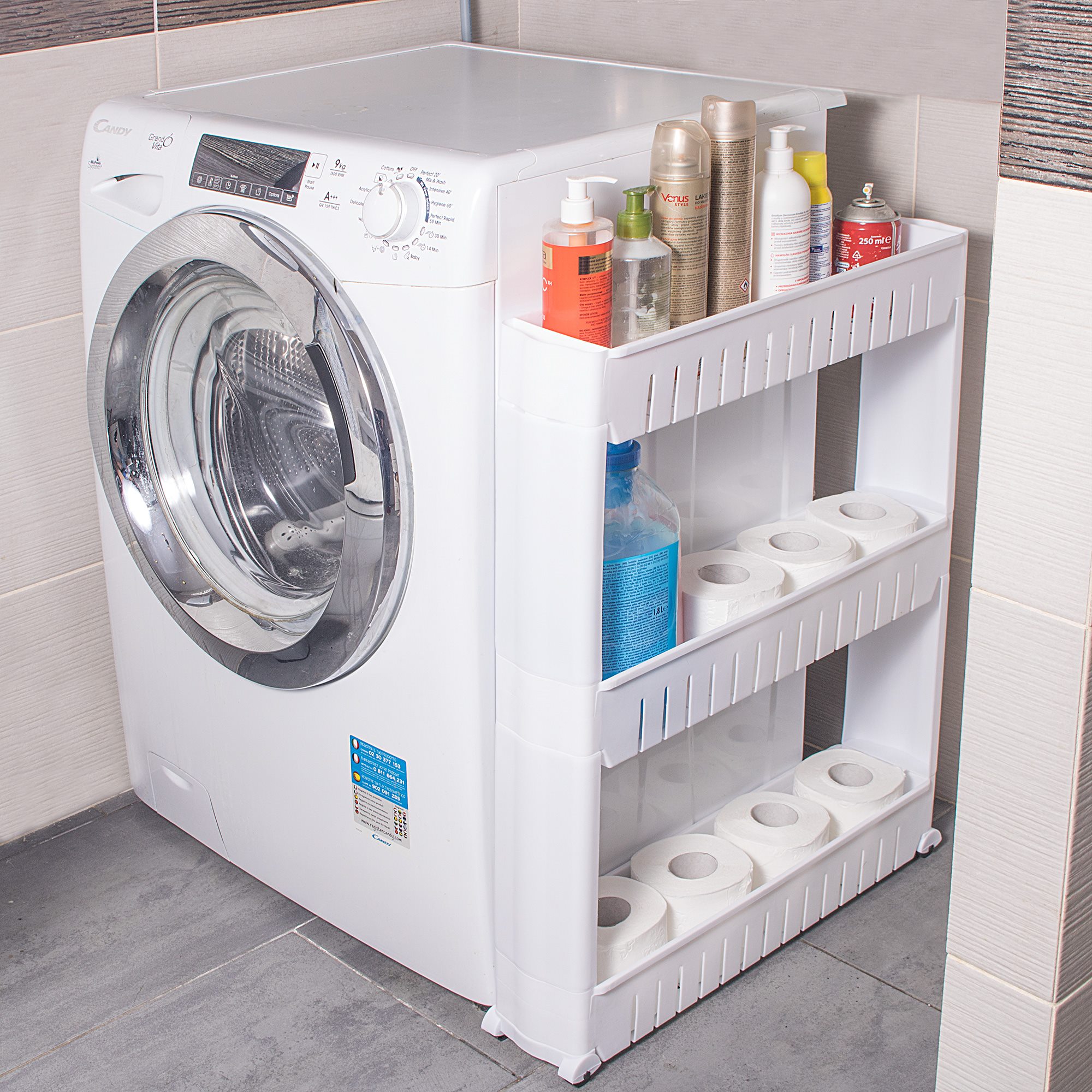 Mobilais skapītis uz riteņiem – 3 plauktu glabāšanas ratiņi Springos HA1010