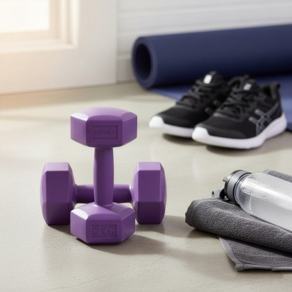 2x2kg sešstūra hanteles fitnesa vingrinājumiem