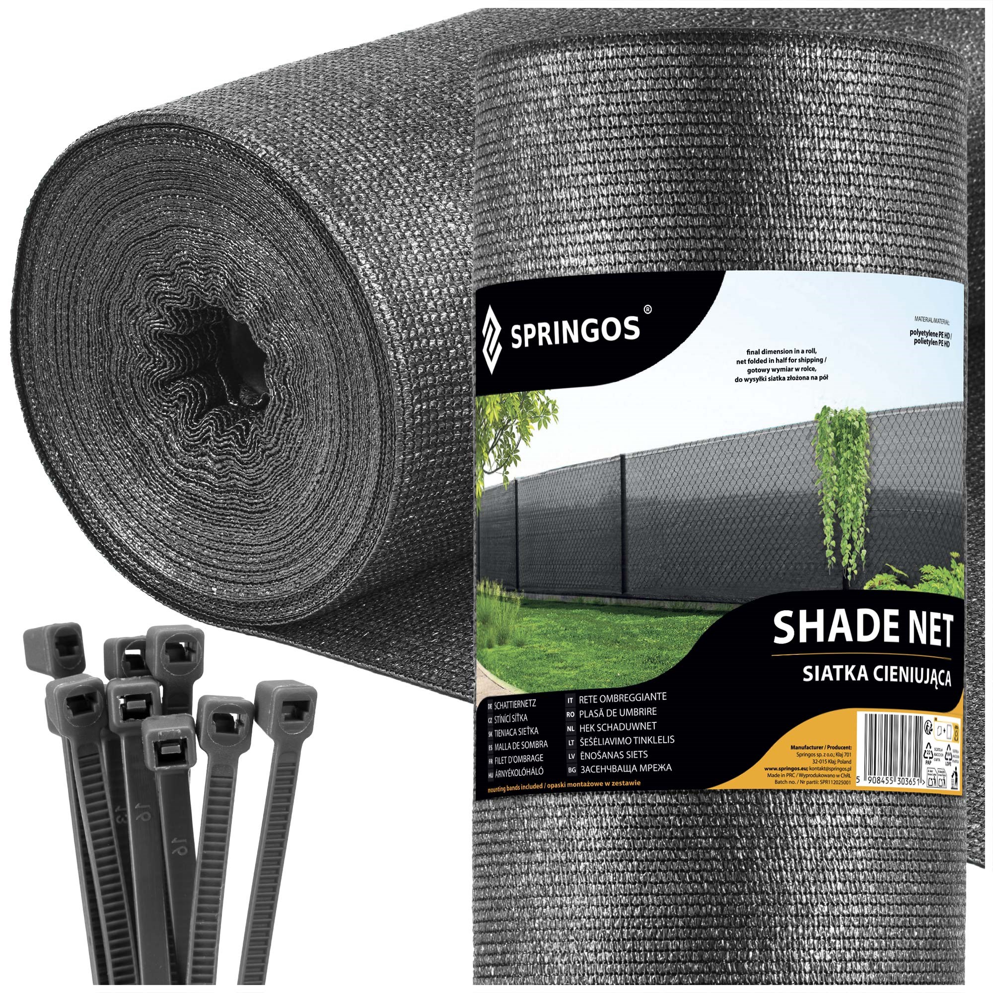 Noēnojuma tīkls gaiši antracīta 185 GSM 1.5 x 10 m SN0069