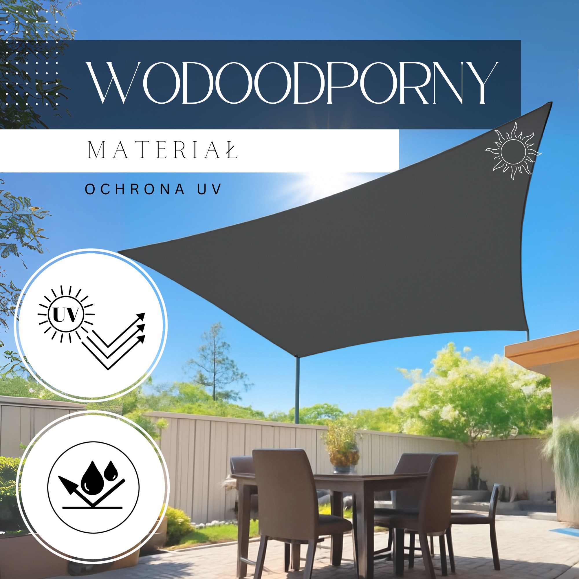 Saules nojume SN0061 3 x 2 m tumši pelēka