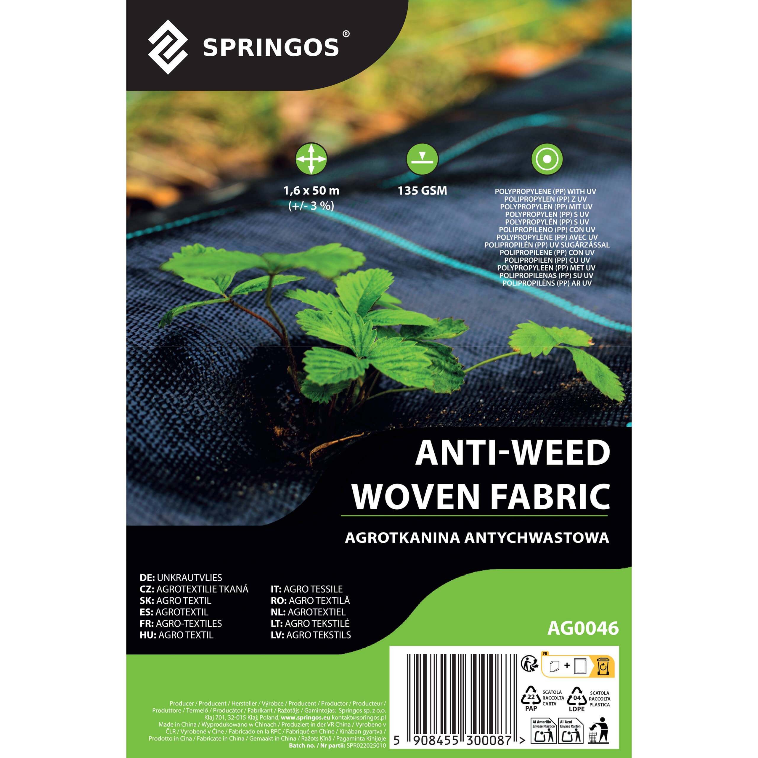 Pretnezāļu agroplēve AG0046 135 GSM 1.6 x 50 m
