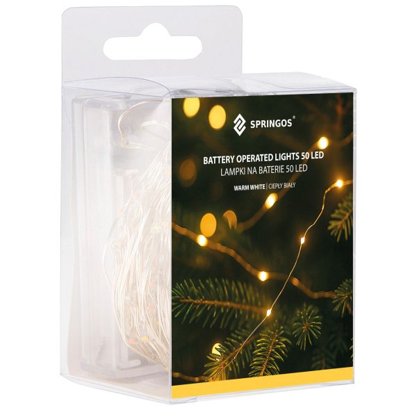 Ziemassvētku lampiņas uz baterijām Springos CL0014 50 Led