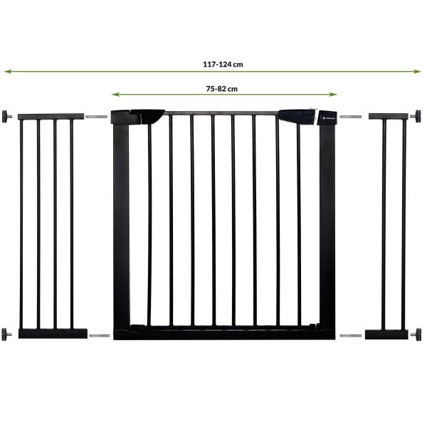 Drošības vārti ar spiediena montāžu Springos SG0002BC 75-124 cm melni